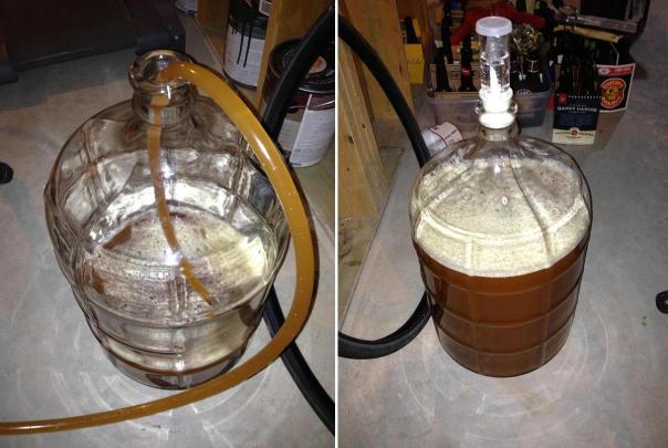 Siphoning (left) and fermenting (right)