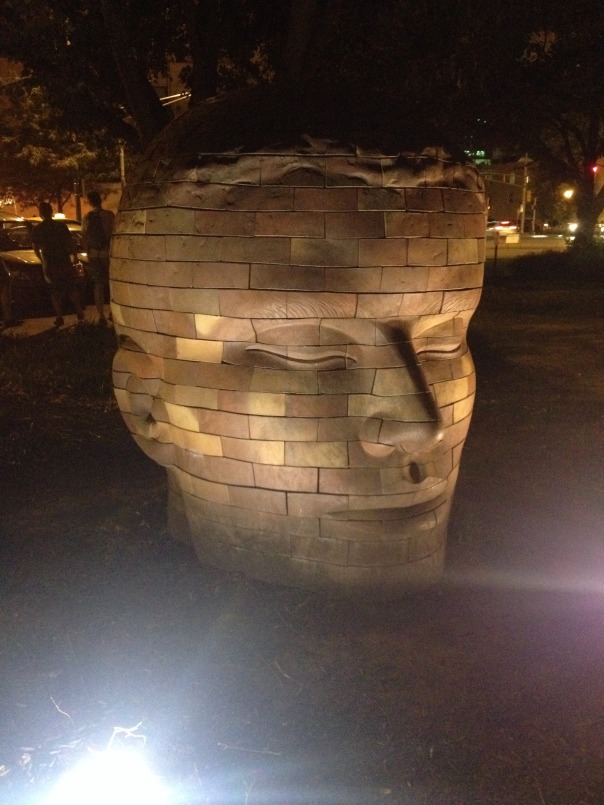 Saw this cool brick head on the way back from the Rathskellar.